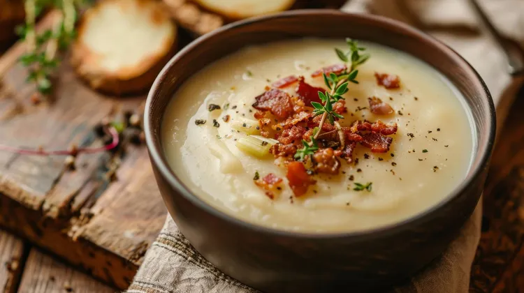 Potato, bacon and leek soup