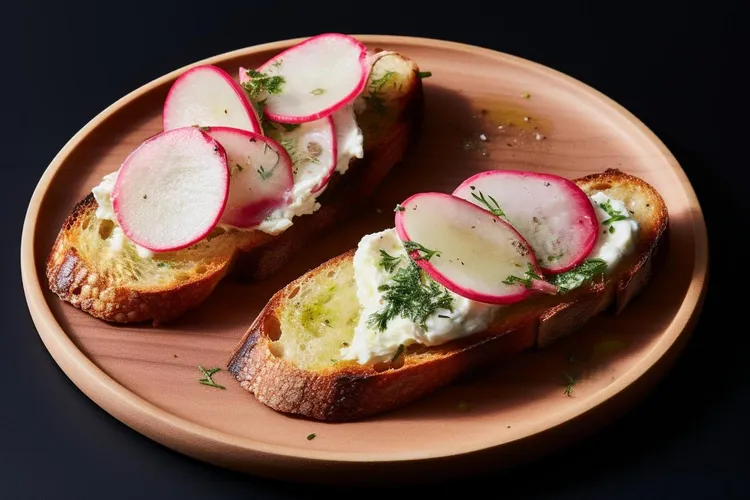 Gingery radish-chive tea sandwiches with sesame butter