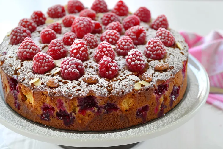 Raspberry and almond cake