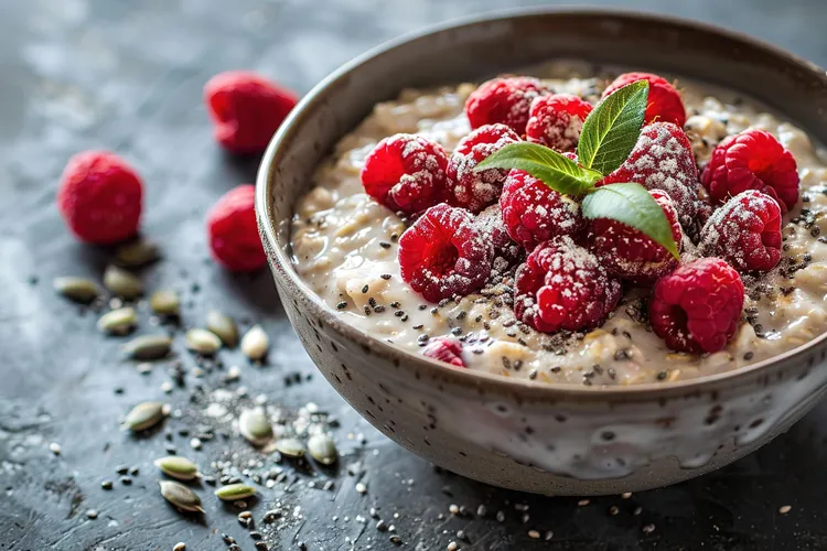 Raspberry chia overnight oats
