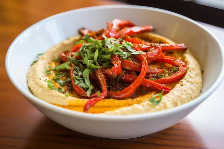 Red bell pepper and hummus