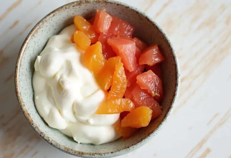 Yogurt bowl with grapefruit and apricot