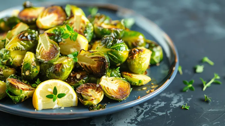 Lemon-roasted brussels sprouts with olive oil and black pepper