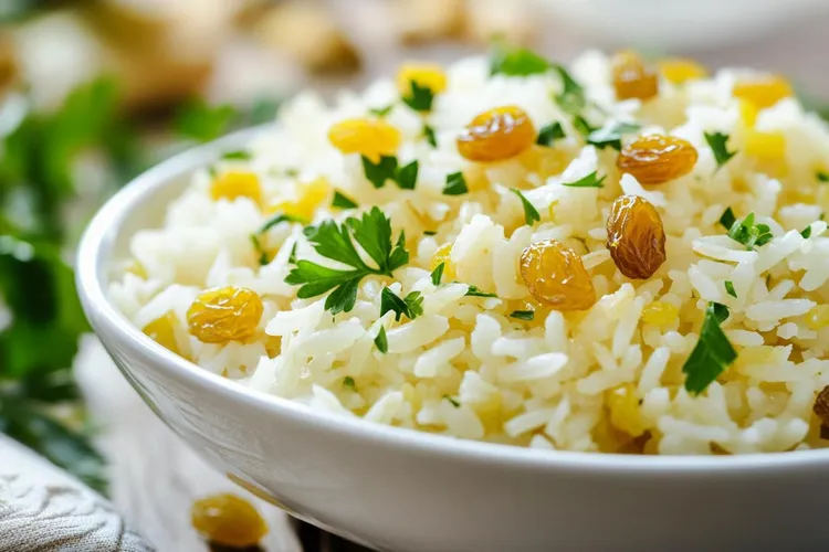 Fennel rice with golden raisins