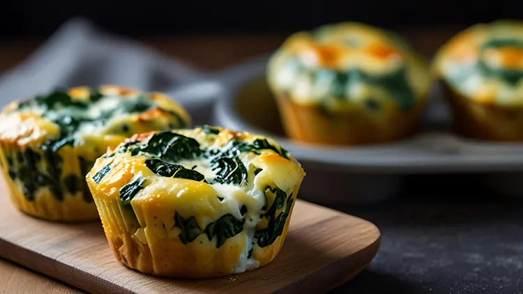 Kale and egg cups with olive oil, salt and pepper
