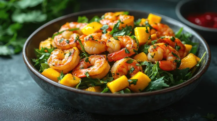 Sweet potato, kale and shrimp skillet