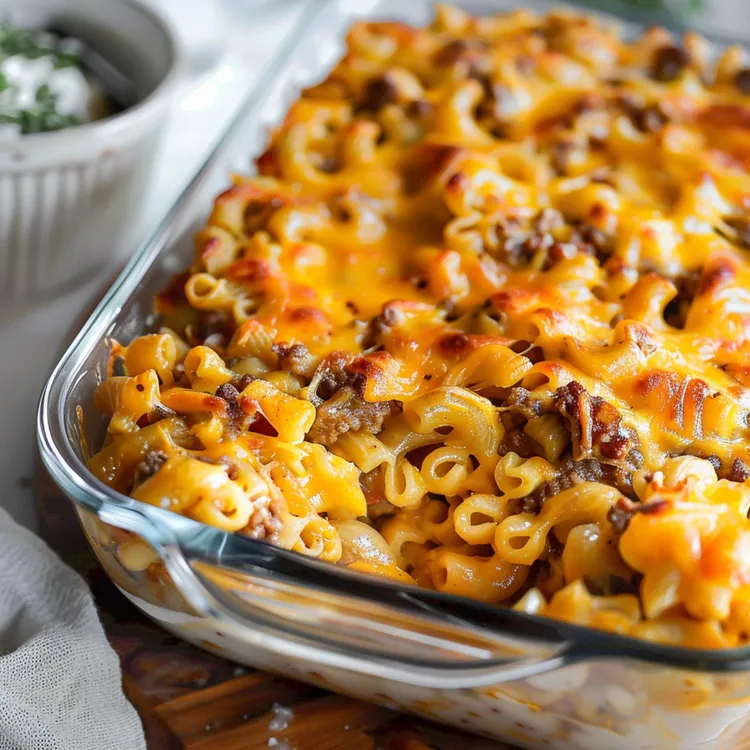 Skinny cheesy turkey macaroni burger casserole