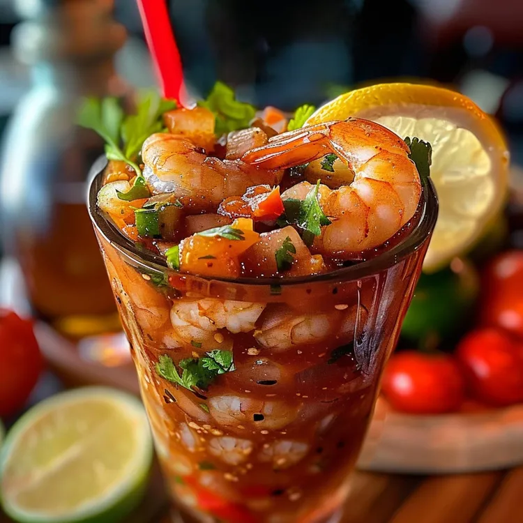Spicy adobo shrimp cocktail
