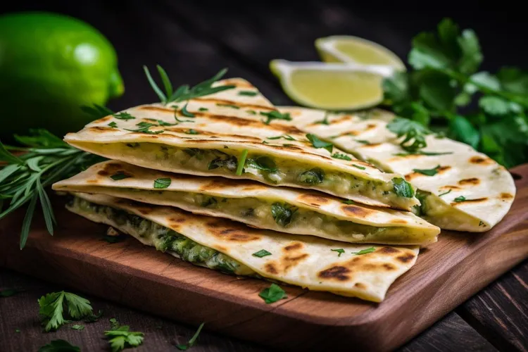 Hummus and olive quesadilla