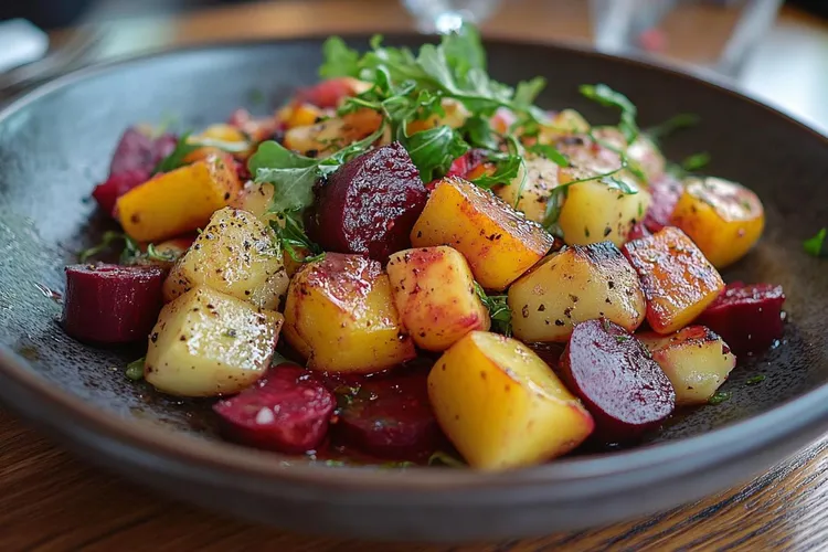 Red flannel beet and potato hash