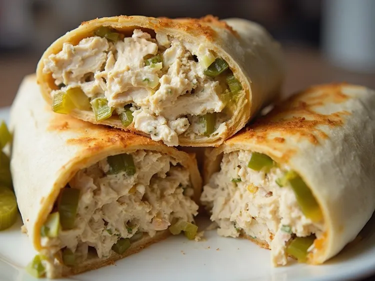 Tuna burrito with pickles and goat cheese
