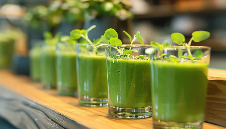 Spinach and seaweed smoothie shots
