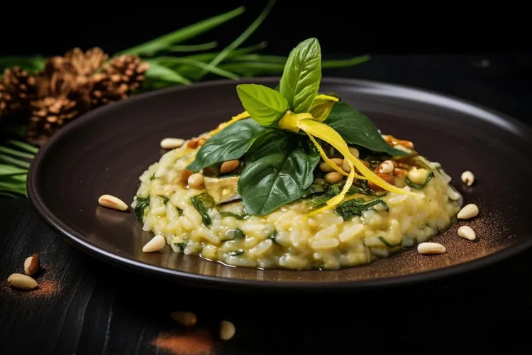 Spinach, bacon and pinenut risotto