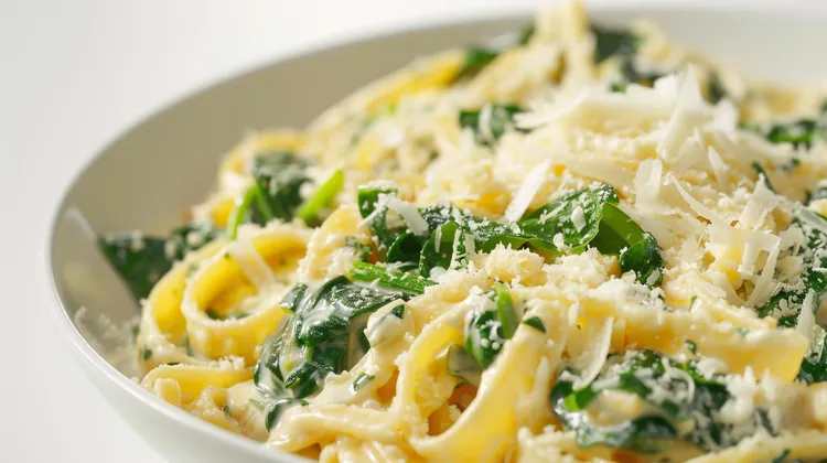 Spinach and parmesan cheese pasta