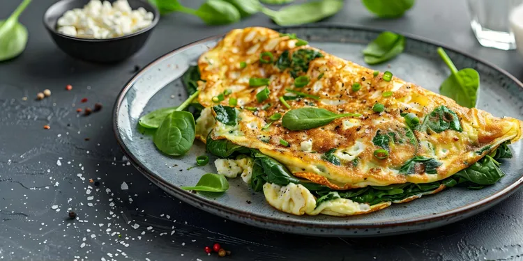 Spinach, goat cheese and chorizo omelet