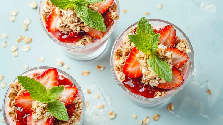 Strawberry grape granola parfait