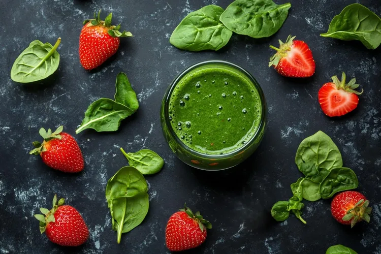 Strawberry, peach and chia smoothie