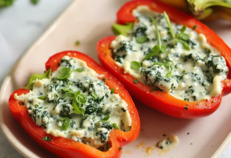 Stuffed mini peppers with creamy spinach dip