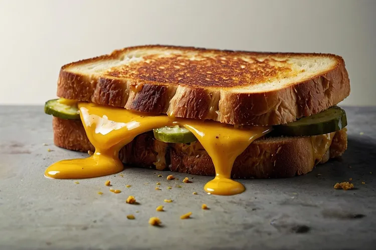 Tangy pickle and cheddar sandwich