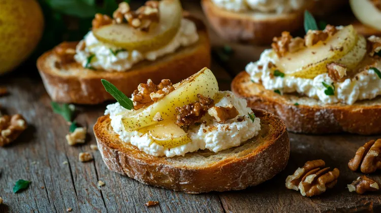 Honey-glazed pear and ricotta toast