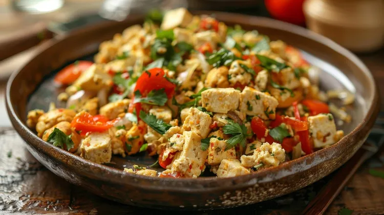 Tofu tahini scramble