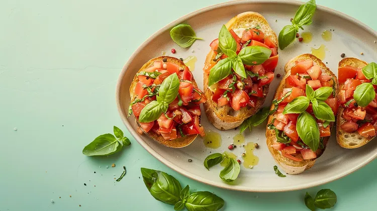 Tomato & hummus crostini