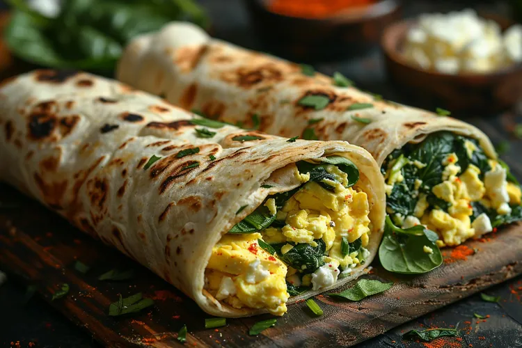 Turkey, egg and cheese spinach wraps
