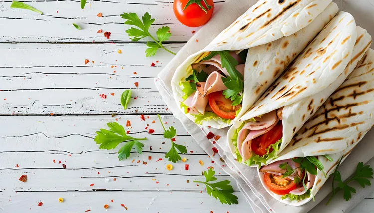 Turkey veggie hummus wrap