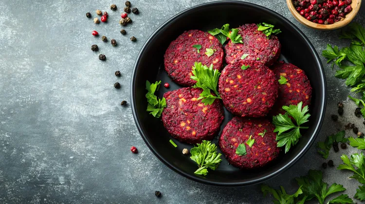 Vegan beet, ginger and carrot fritters