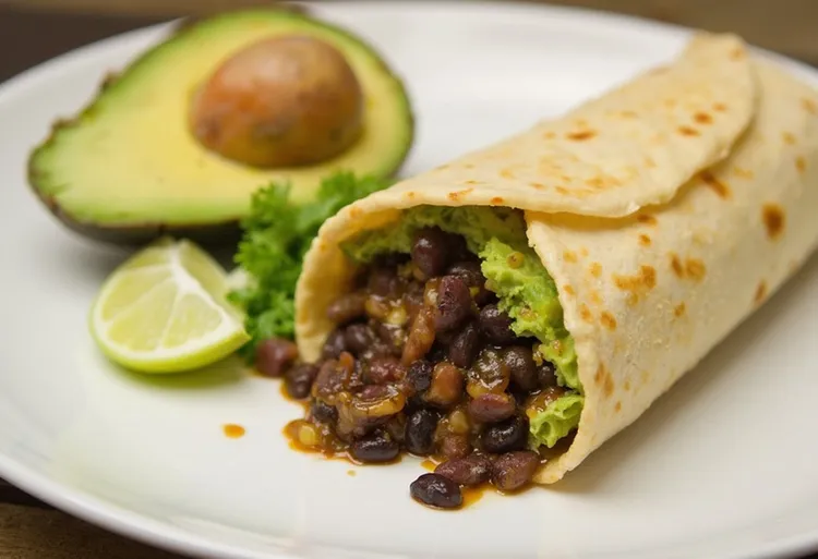 Avocado and black bean wraps