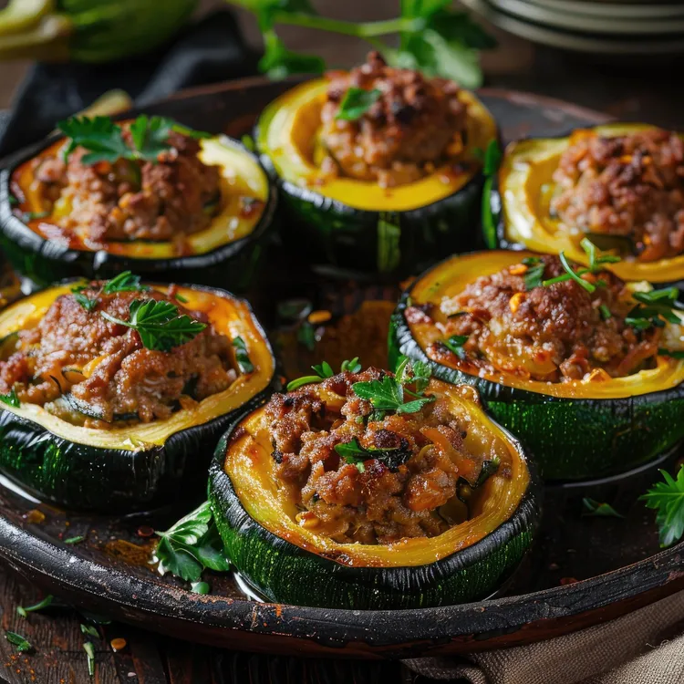 Acorn squash with sweet spicy sausage