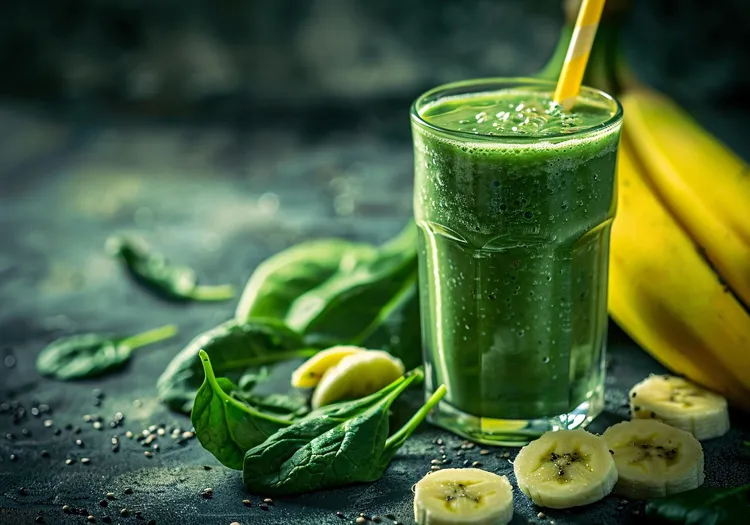Almond butter banana coconut spinach smoothie