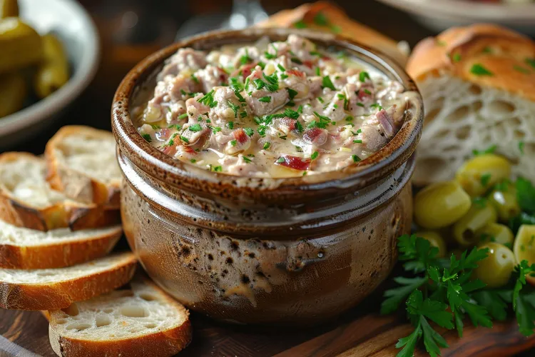 Bacon tuna salad with pickles and celery