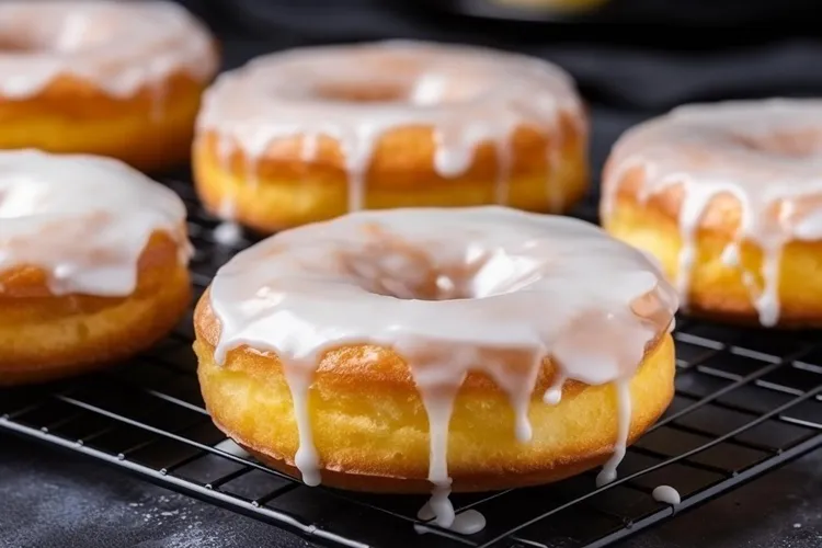 Cinnamon-spiced banana nut donuts with cream cheese glaze