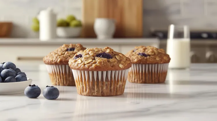 Banana blueberry oatmeal cups with chia seeds