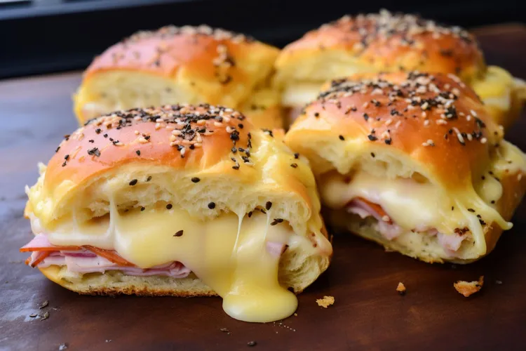 Baked ham and cheese party sandwiches