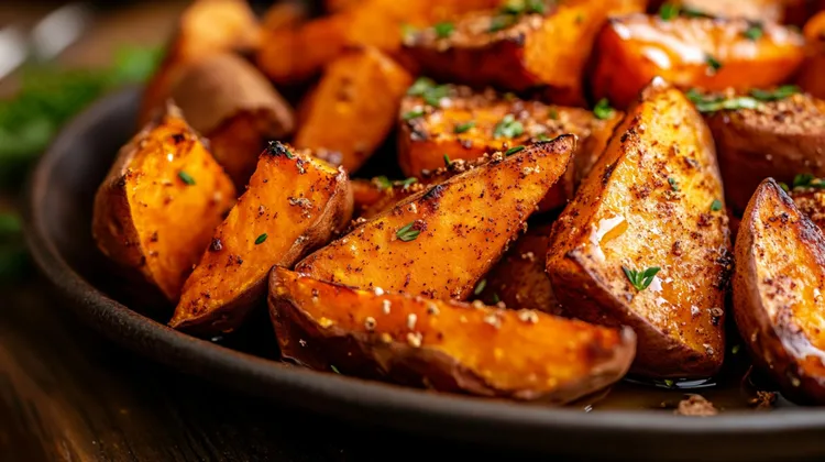Korean-style baked sweet potatoes with sesame seeds