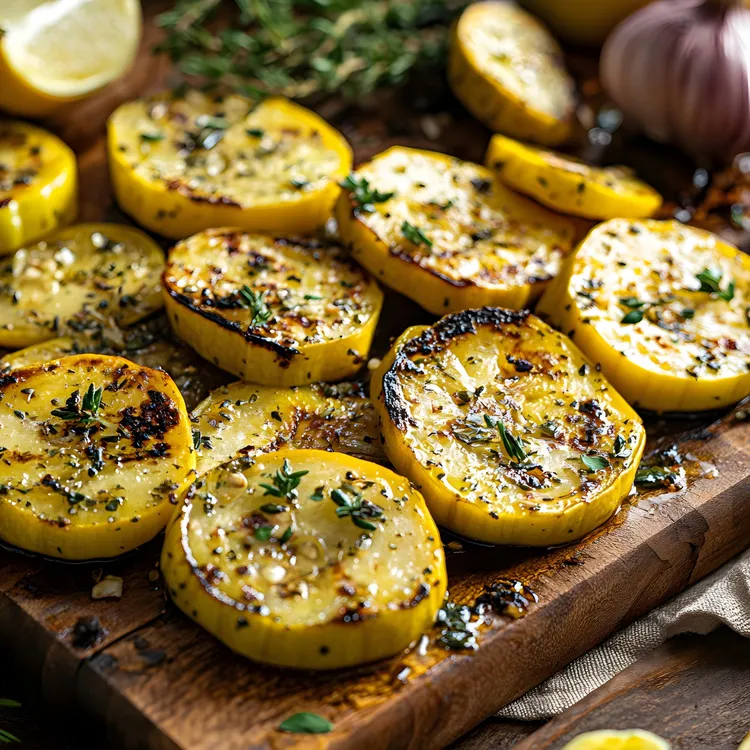 Baked yellow squash with onion, garlic and olive oil
