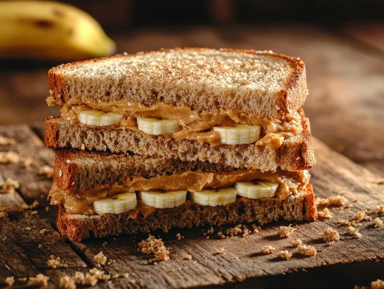 Banana and peanut butter sandwich