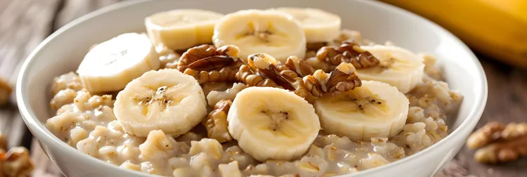 Warm banana nut oatmeal bowl