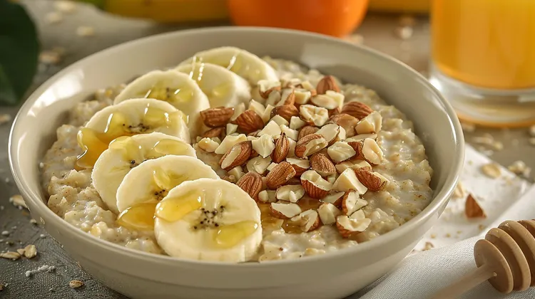 Banana oatmeal breakfast bowl