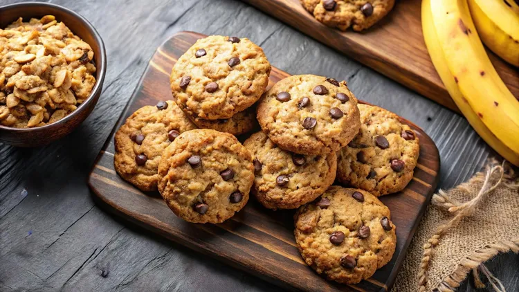 Banana protein power cookies with chocolate candies