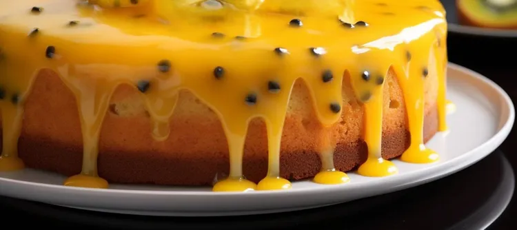 Banana & raspberry cake with passionfruit icing
