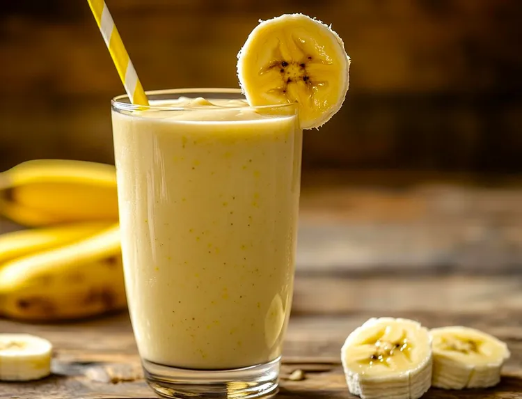 Banana almond protein shake with greek yogurt