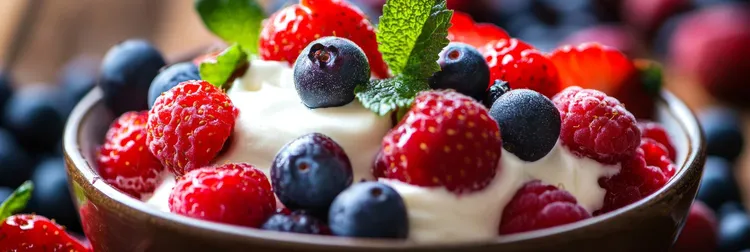 Berries with toffeed yoghurt