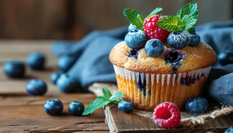 Berry condensed milk muffins