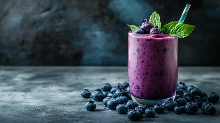 Blueberry almond butter protein smoothie