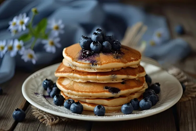 Blueberry and almond pancakes