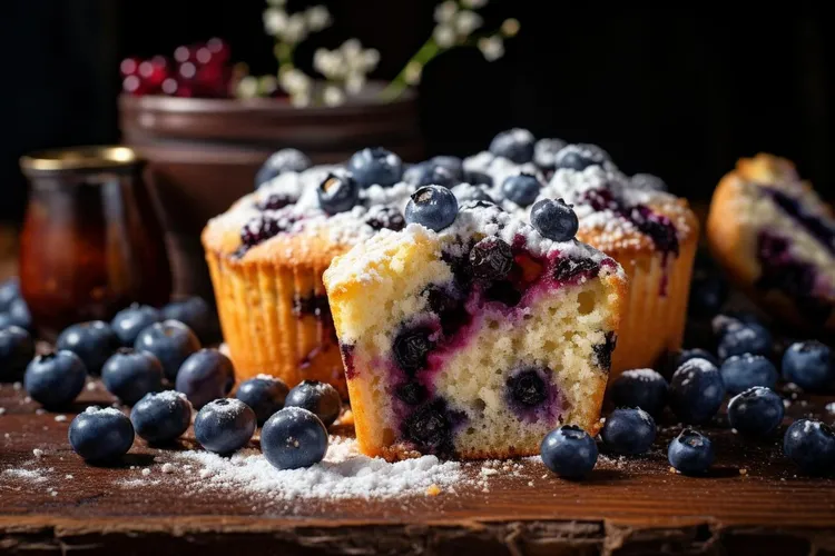 Blueberry and coconut friands