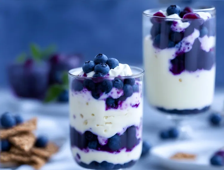 Blueberry vanilla greek yogurt parfait